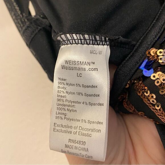 Weissman Dance costume dress black blue sequin Check Me Out 12418 child LC - Picture 13 of 15